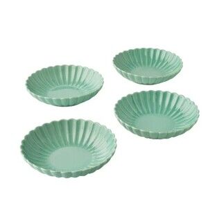 Pioneer Woman Colette Stoneware Dinner Bowls Green 4-pc Scalloped Edge Gift NEW